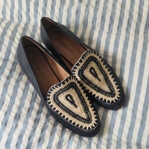 Bernardo Navy and Cream Moccasin Flats